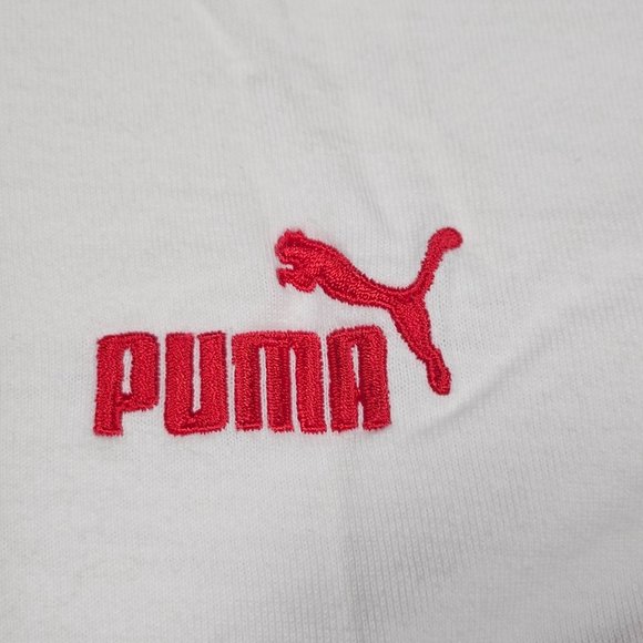 Puma SA Scuderia Ferrari Modena Italia Mens White Embroidered Font T-Shirt Lg - Picture 6 of 11